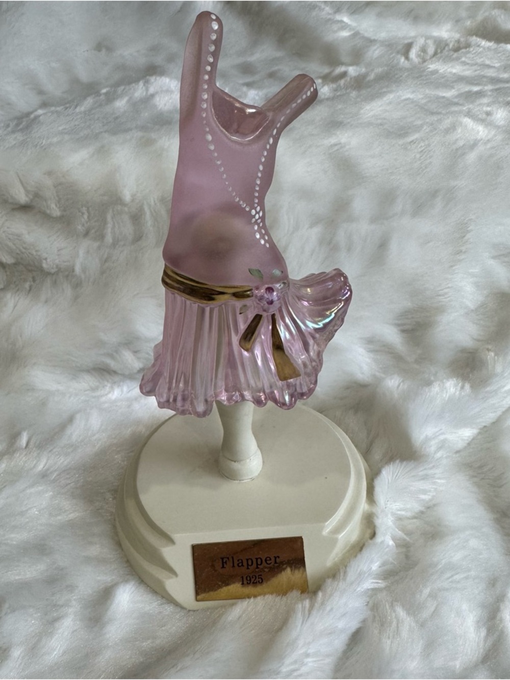Fenton Art Glass Legendary Fashions 1925 Flapper Dress Figurine Signed
